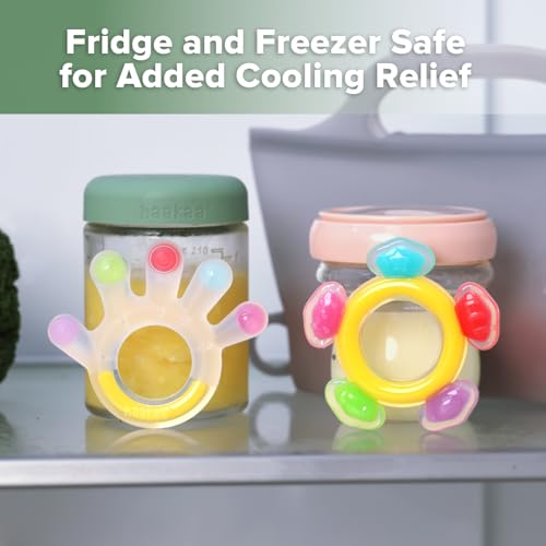 Haakaa Silicone Teether Combo, Baby Freezer Teething Toys for Sore Gums, Easy-Grip Sensory Teethers for 3M+ Babies, Palm & Ferris Wheel Shapes, BPA Free, 2 Pack