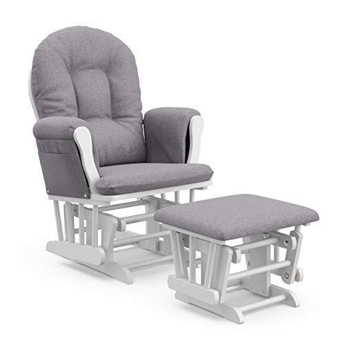 Storkcraft Premium Hoop Glider & Ottoman (Espresso/Gray Swirl) — GREENGUARD Gold Certified Nursery Glider, Solid Wood Craftsmanship, Smooth-Gliding Nursery Chair and Ottoman, Award-Winning