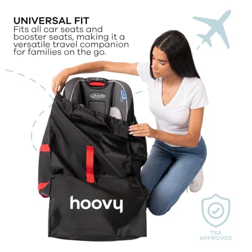 Hoovy Car Seat Travel Bag, Universal Gate Check Backpack with Adjustable Straps, Water-Resistant, Lightweight, Black