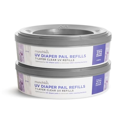 Munchkin® UV Diaper Pail Refill Rings, Holds up to 544 Newborn Diapers, 2 Pack