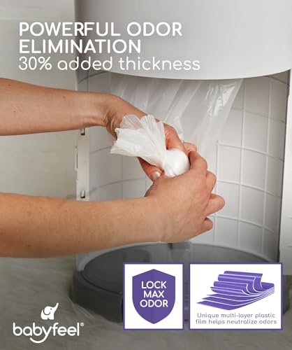 Babyfeel Refills Compatible with DEKOR CLASSIC Diaper Pails | 4 Pack | Exclusive 30% Extra Thickness | Diaper Pail Refills with Powerful Odor Elimination | Powder Scent | Holds up to 1980 Diapers