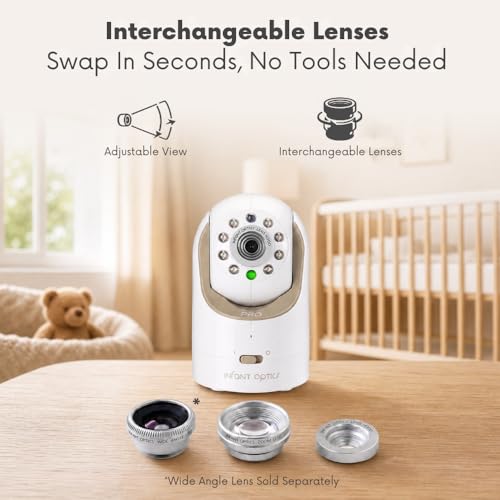 Infant Optics DXR-8 PRO - Patented Active Noise Reduction (ANR), 5” HD Video Baby Monitor with 1 Camera, No WiFi, Hack-Proof,Pan Tilt Zoom, Interchangeable Lens