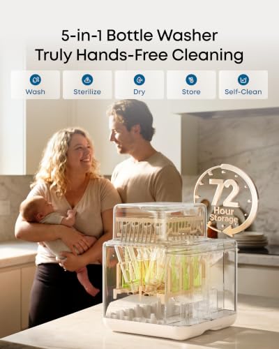 eufy Security S1 Pro Baby Bottle Washer, Sterilizer and Dryer, Built-in Water Softener, Largest 10-Bottle Capacity, 3D HydroBlast Cleaning, 212°F Steam Sterilizer, Fast Drying, Smart App Control