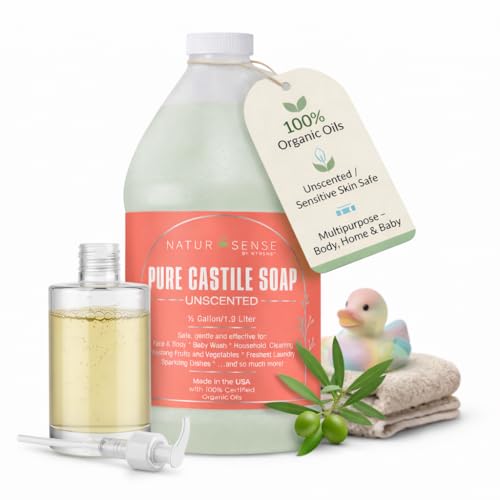 Organic Castile Soap Liquid Unscented 64 oz - Baby Body Hand Wash Shampoo
