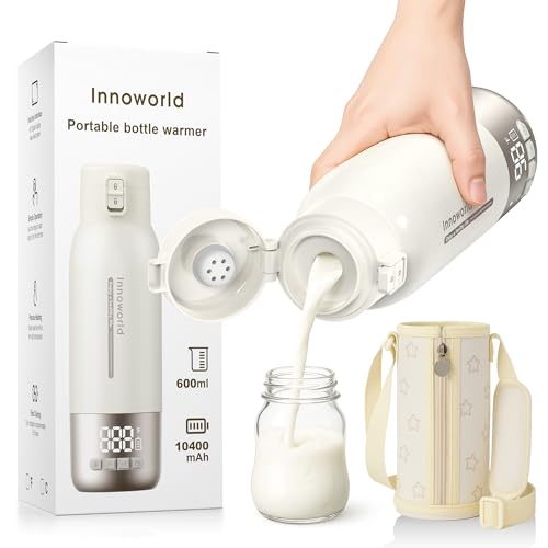 Portable Bottle Warmer for Travel, 20 oz Large Capacity Bottle Warmer On The Go, 10400mAh Long-Lasting Battery&Super Fast Charging in 2.5 Hours, Fast Heating for Breastmilk, Formula, Water