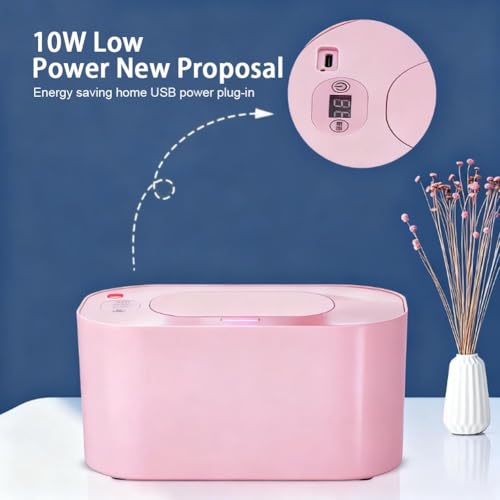 Portable Baby Wipe Warmer, Large Capacity Moist Wipe Dispenser with LED Display, Quiet & Even Heating, Diaper Wipes Warmer for Home Car Travel Use (White)