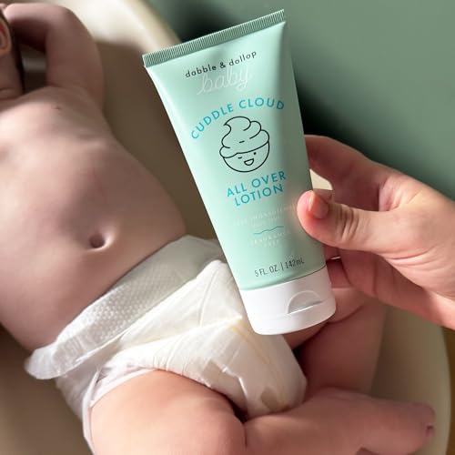 Dabble & Dollop Baby All Over Lotion - Fragrance-Free Baby Moisturizer for Sensitive Skin, Lightweight Hydrating Baby Cream for Newborns & Eczema-Prone Skin (5 fl oz, Pack of 2)