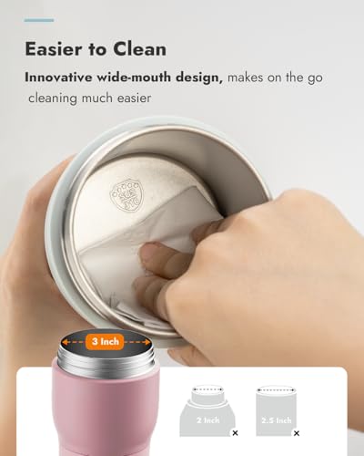Papablic Portable Bottle Warmer Pro for Travel – Fast Heating, Built-in Sterilizer, 30W Fast Charge, 5-Temp Control, Easy-Clean Wide Mouth, Baby Milk Warmer for Breastmilk & Formula, Sakura Pink