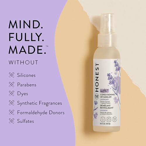 The Honest Company Conditioning Hair Detangler | Leave-in Conditioner + Fortifying Spray | Tear-free, Cruelty-Free, Hypoallergenic | Lavender Calm, 4 fl oz