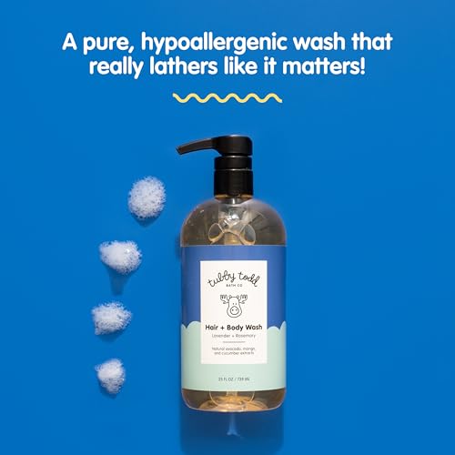 TUBBY TODD Hair + Body Wash - Baby Shampoo and Body Wash - Gentle, Natural Baby Wash for Newborns, Babies, and Toddlers - Non-Toxic and Hypoallergenic - Fragrance-Free, 2 Pack, 8.5oz & 25oz