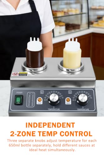 Electric Cheese Sauce Warmer Nacho Cheese Dispenser Warmer ， Commercial Cheese Dispenser, Hot Fudge Bottle Warmer for Cheese Chocolate Hot Fudge Caramel 86-185℉ 110V