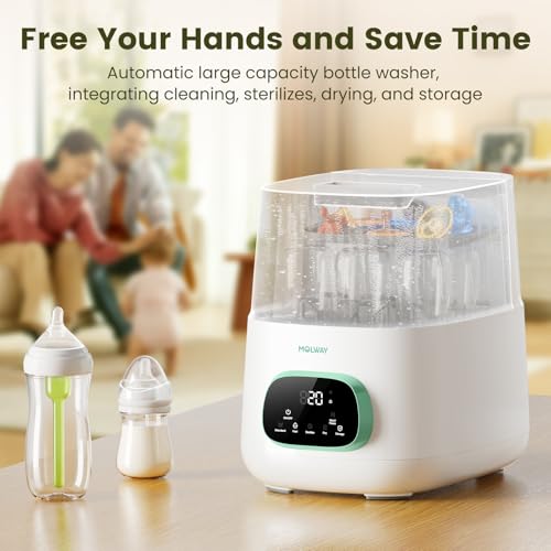 MOLWAY Upgraded Baby Bottle Washer and Sterilizer, All-in-One Cleaning Machine for Bottles & Parts, Gift for New Moms