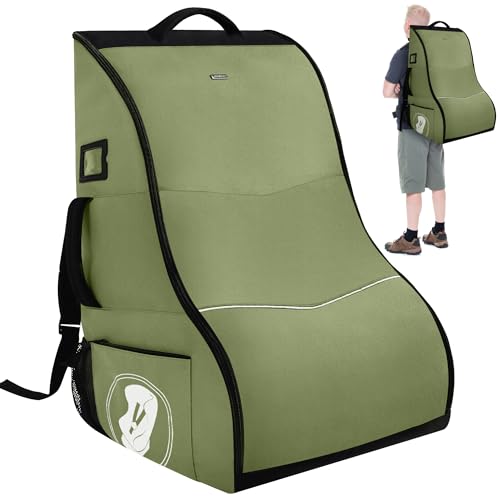 DerBiedersinn Car Seat Travel Bag for Airplane – Waterproof Heavy Duty Carseat Backpack for Gate Check or Airport Travel – Fits Infant, Convertible & Booster Seats, Army Green