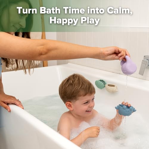 haakaa Tidal Tribe Waterfall Bath Toy Set - Mold Free Food Grade Silicone Bathtub Pouring Toys for Toddler 1-3, BPA-Free Bath Tub Toys for Babies & Infant 6-12 Months