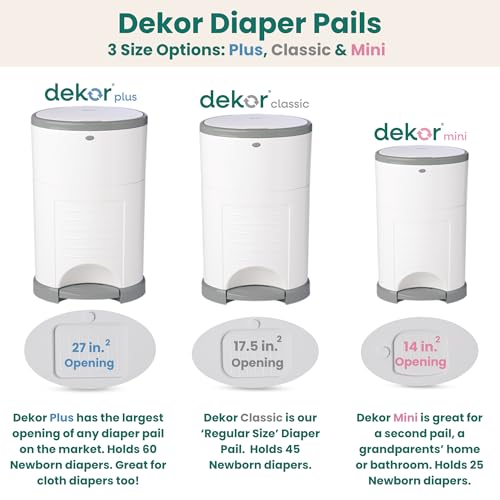 Diaper Dekor EKO Classic Diaper Pail, White | ONLY Eco-Friendly Diaper Pail Made with 70% Recycled Materials | Hands-Free: Step–Drop–Done | Cost-Effective Refill System