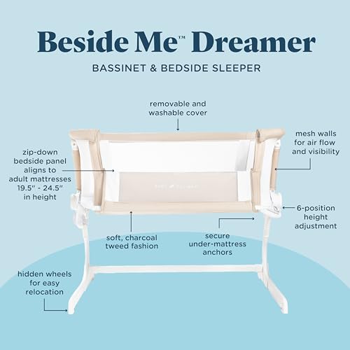 Baby Delight Beside Me Dreamer Bassinet | Bedside Sleeper & Baby Bassinet | 6-Position Height Adjustment | Organic Oat