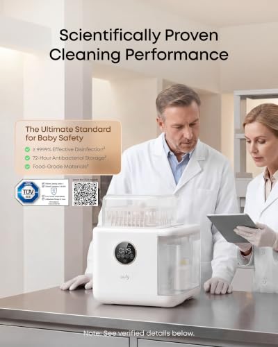 eufy Security S1 Pro Baby Bottle Washer, Sterilizer and Dryer, Built-in Water Softener, Largest 10-Bottle Capacity, 3D HydroBlast Cleaning, 212°F Steam Sterilizer, Fast Drying, Smart App Control