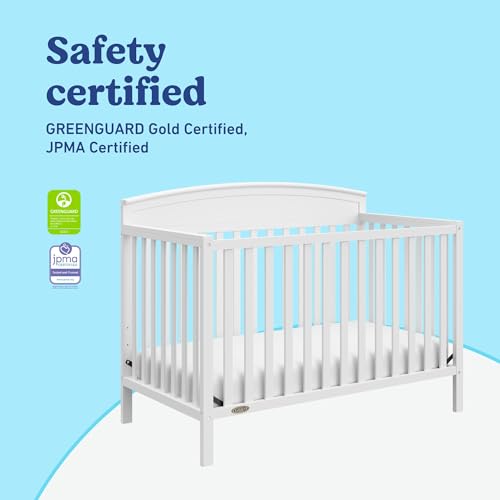 Graco Benton 5-in-1 Convertible Crib – GREENGUARD Gold Certified, Converts from Baby Crib to Toddler Bed, Daybed and Full-Size Bed, Fits Standard Full-Size Crib Mattress (White)