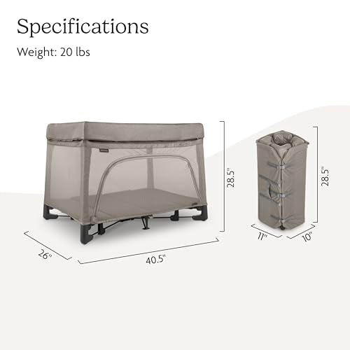 UPPAbaby Remi Playard | Deluxe 3-in-1 Portable Playard, Bedside Bassinet + Travel Crib| Mesh Bassinet, Mattress, Organic Cotton Mattress Cover + Storage Bag Included | Wells (Dark Taupe Mélange)