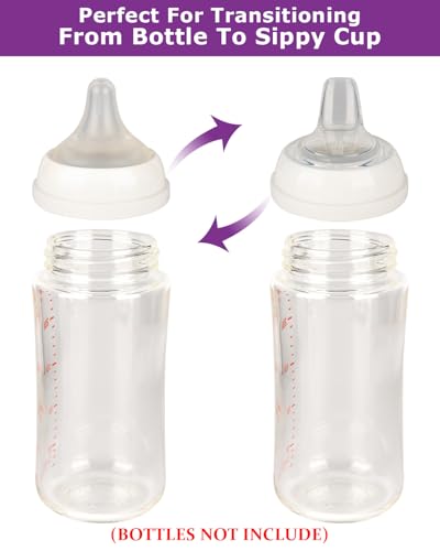 Sippy Spout Nipples for Pigeon PPSU&PP Nursing Baby Bottle and Glass Baby Bottles,Soft Silicone Sippy Cup Nipples,Leak-Proof,Variable Flow Conversion Nipple,6+ Months,4 Count