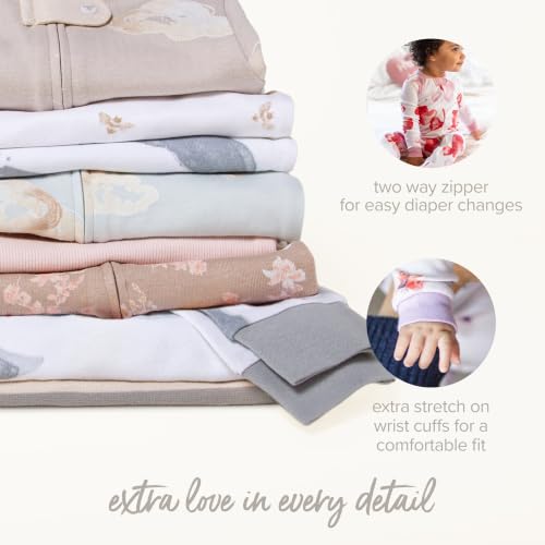 Burt's Bees Baby Girls Organic Cotton, Snug Fit Footed Sleeper Pajamas