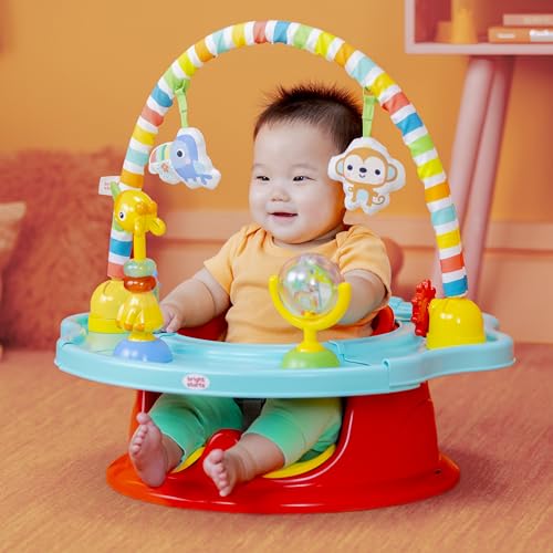 Bright Starts 3-in-1 SuperSeat Playful Paradise, Baby Activity Seat with Toys, Snacking Tray, Booster Seat, BPA Free Tray, Unisex, 6 Months +