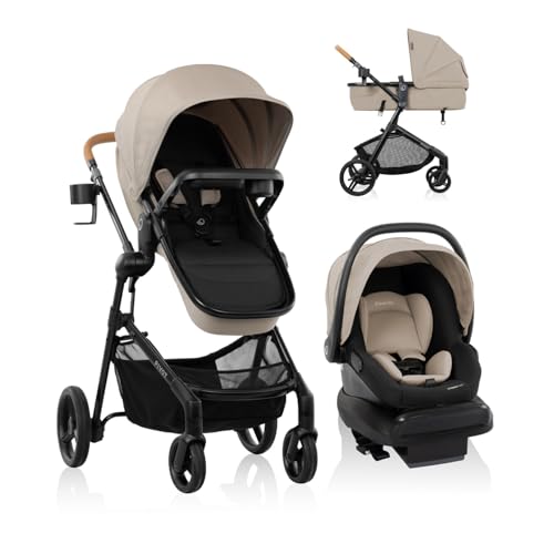 Evenflo Pivot NXT Travel System with LiteMax NXT Infant Car Seat (Latte Tan)