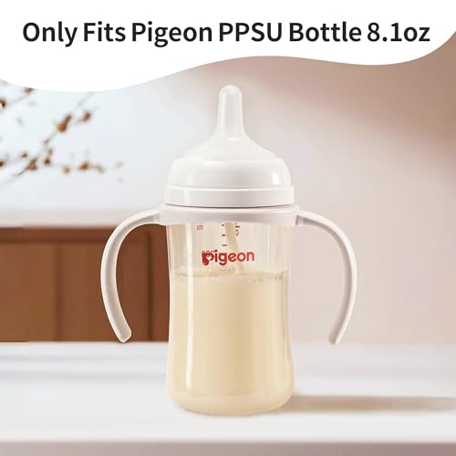 PIGEON Baby Bottle Handles PPSU Bottles 8.1Oz, Easy to Hold for Baby Hands, 1 Pack (Gray)