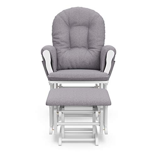 Storkcraft Premium Hoop Glider & Ottoman (Espresso/Gray Swirl) — GREENGUARD Gold Certified Nursery Glider, Solid Wood Craftsmanship, Smooth-Gliding Nursery Chair and Ottoman, Award-Winning