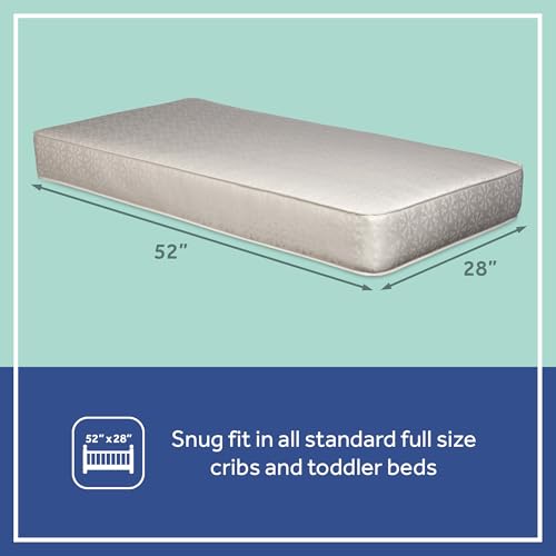 Sealy Baby Flex Cool 2 Stage Crib Mattress and Toddler Bed Mattress, Breathable Hybrid Coil Design, Waterproof Cotton Surface, GREENGUARD GOLD Certified, Standard 52x28 Size