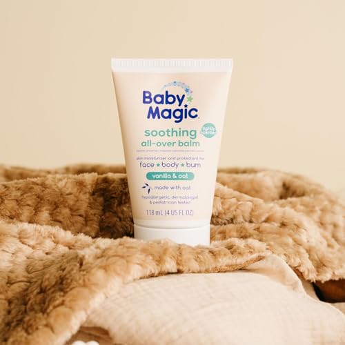 Baby Magic Soothing All-Over Balm, Vanilla & Oat, Skin Moisturizer for Face, Body & Bum, Hypoallergenic, Dermatologist & Pediatrician Tested, 4 Fl Oz