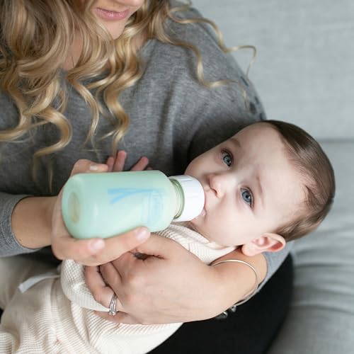 Dr. Brown's Anti-Colic Options+ Narrow Glass Baby Bottle with Level 1 Slow Flow Nipple, BPA-Free, 4 oz/120mL, 0m+, 2-Pack (Packaging May Vary)