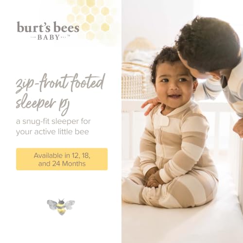 Burt's Bees Baby Boys Organic Cotton, Snug Fit Footed Sleeper Pajamas