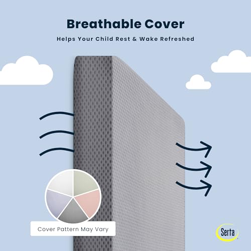 Serta Perfect Start Breathable Limited Two -Stage Crib Mattress and Toddler Mattress - Breathable Cover and Fiber Core, Machine Washable Cover, Waterproof, 7 Year Warranty, Made in USA