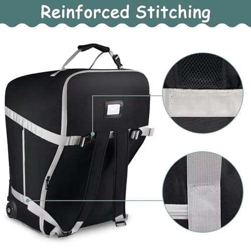 SCTEL Infant Car Seat Travel Bag Backpack for Airplane, Fits Doona Car Seat Stroller and Base, Padded Carseat Cover for Air Travel, Nuna Pipa Car Seat Travel Bag with Wheels