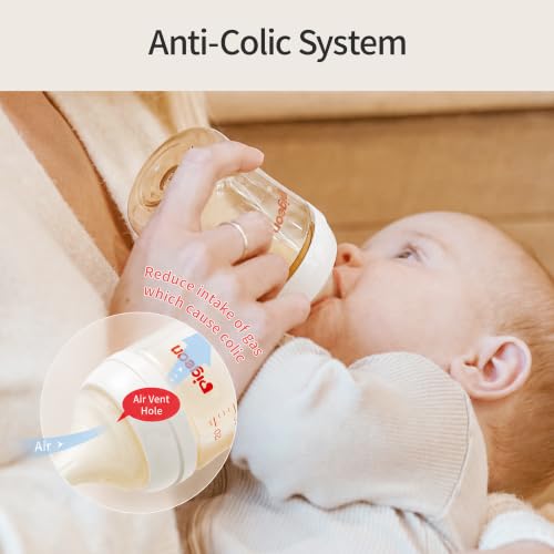 Pigeon PPSU Nursing Baby Bottle Wide Neck, Anti-Colic, Streamlined Body, Natural Feel, Easy to Clean, 8 Oz (Pack of 2), Includes 2pcs M Nipples (3m+)