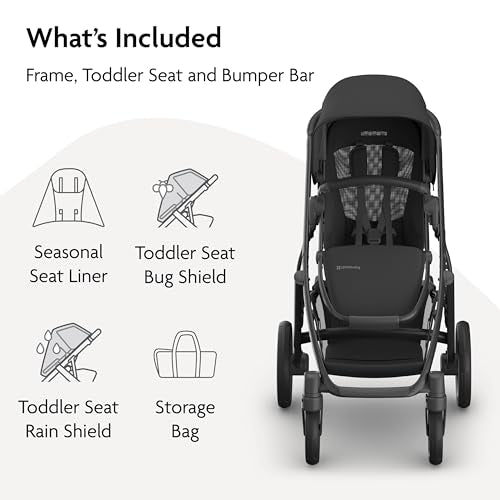UPPAbaby Vista V3 Convertible Single-to-Double Stroller for Baby & Toddler, 30+ Configurations, Car Seat Compatible, All-Wheel Suspension, XL Basket – Jake (Charcoal/Carbon Frame)