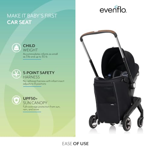 Evenflo Shyft DualRide Infant Car Seat Stroller Combo with Carryall Storage (Boone Gray)