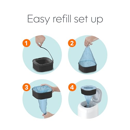 The Diaper Genie Jumbo+ Square Refill, with continuous film, can hold up to 1080 newborn-sized diapers per refill.