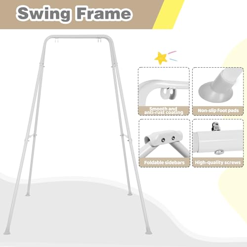 Baby Jumper with Stand, Infant Jumper with Adjustment Strap, Indoor/Outdoor Toddler Swing Set, Baby Jumpers and Bouncers for Boys Girls 6-24 Months, Easy to Assemble & Store (Gray)