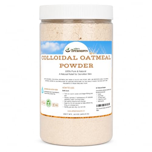 Dirty Treasures Colloidal Oatmeal Bath | Eczema & Itchy Skin Relief | Baby-Safe, 100% Natural, Fragrance-Free | 1 lb (16oz)