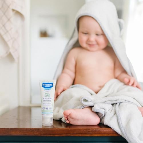 Mustela Hydra Bebe Face Cream – Daily Facial Moisturizer for Baby's Delicate Skin - Made with Natural Avocado Perseose, Jojoba Oil, and Shea Butter - 1.35 fl. oz.