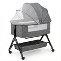 East Elm Baby Bassinet with Rocking Function, Breathable Mesh Sides, Portable Bassinet with Wheels & Storage Basket, Newborn Infant Crib (0–24 Months)