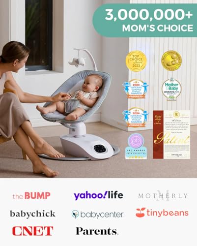 Momcozy CocoSway Electric Baby Swing for Infant, 180° Rotating Seat, 6 Parent-Like Sway Motions & 4 Speeds, Remote Control, Machine-Washable Cover, Grey