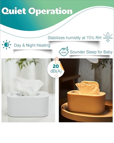Baby Wipe Warmer, Portable USB Powered Baby Wet Wipes Dispenser Holder with Temperature Control, Paper Towel Heater for Home, Car, Travel (White)