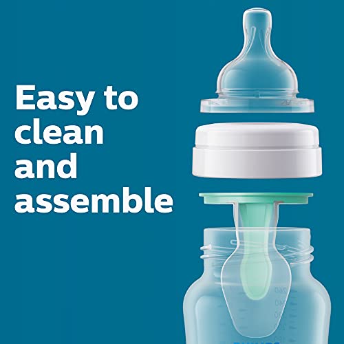 Philips Avent Anti-Colic Baby Bottle with AirFree Vent, Slow Flow 1 Nipple, 0m+, 4oz, 4 Pack, Clear, SCY701/04