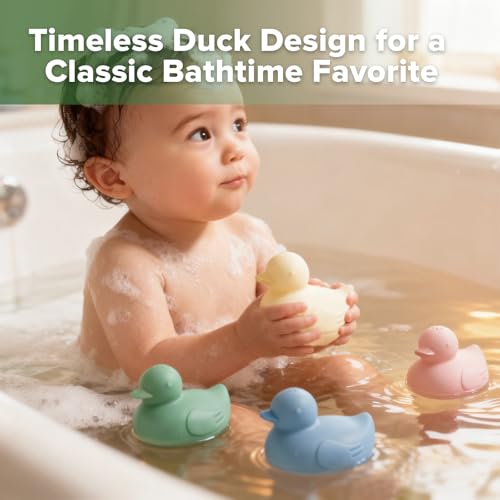 haakaa Dinky Splash Duck Silicone Baby Bath Toy, Detachable & Mold Free Food Grade Silicone Bath Ducks Toys, BPA-Free Squeeze Bathtub Toys,Floating Bath Tub Toys for Babies 6m+