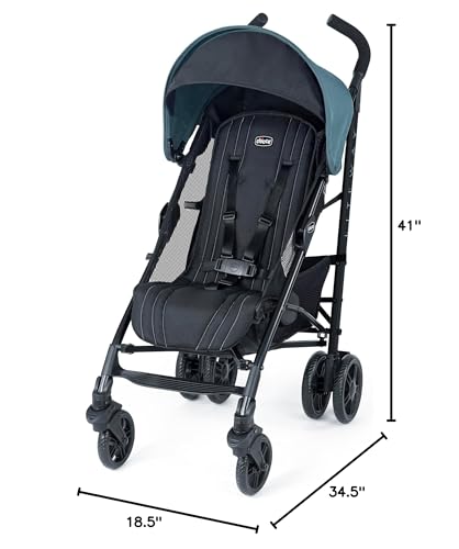 Chicco Liteway Stroller, Compact Fold Baby Stroller with Canopy, Lightweight Aluminum Frame Umbrella Stroller, for Use with Babies and Toddlers up to 40 lbs, Arctic/Blue
