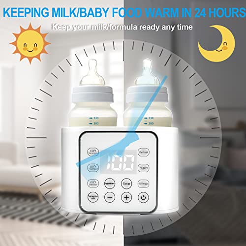 Baby Bottle Warmer 9-in-1 Multifuntion Breast Milk Warmer, Fast Baby Food Heater and Defrost Warmer with Timer for Twins, LCD Display Accurate Temperature Adjustment, 24H Constant Mode