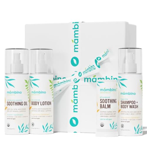 Mambino Organics Baby Arrival Essential Care Gift Set - Organic Baby Care Kit, Vegan & Cruelty-Free 4pc Set, Ideal Organic Baby Gift Set for New Moms